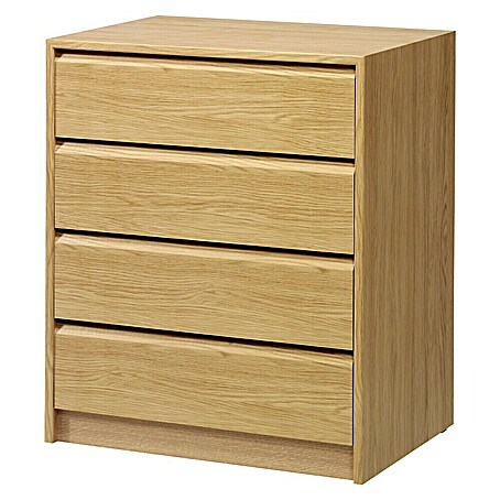 Cajonera montada (L x An x Al: 45 x 50 x 72 cm, Roble, Número de cajones: 4 ud.)