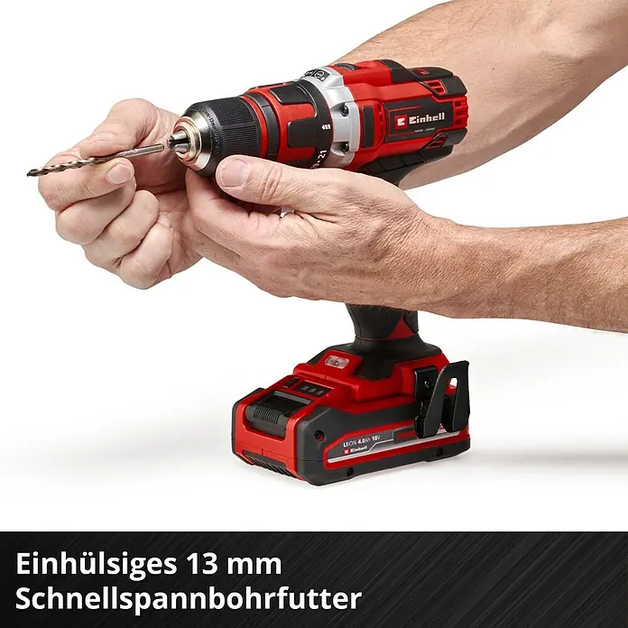 Einhell Power X-Change 18V Akku-Bohrschrauber TE-CD 18/40 Li-Solo - 18 V, Ohne Akku, 40 Nm - Akku-Bohrschrauber von Einhell mit 13 mm Schnellspannbohrfutter zum einfachen Wechseln von Bohrern und Bits für diverse Anwendungen.