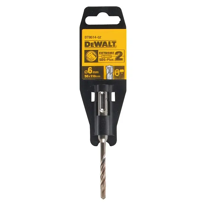 DeWalt Broca para hormigón y mampostería DT9514-QZ - 1 ud., Diámetro de la broca: 6 mm - Primer plano de una broca DeWalt DT9514-QZ, perfecta para uso profesional y proyectos de bricolaje.