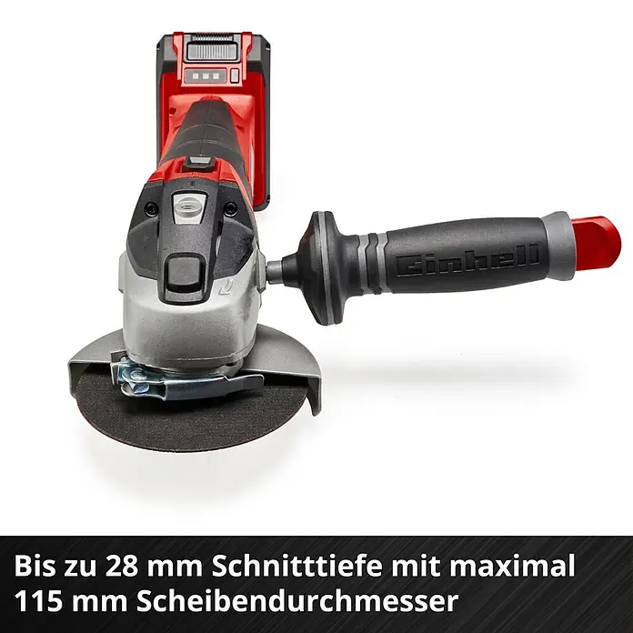 Einhell Power X-Change 18V Akku-Winkelschleifer TE-AG 18/115 Li-SoloAcc - 18 V, Ohne Akku, Durchmesser Scheibe: 115 mm - Akku-Winkelschleifer von Einhell mit Griff für sicheres Arbeiten. Ideal für Schleif- und Trennarbeiten in Werkstatt und Garage.