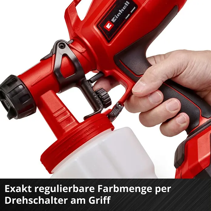 Einhell Power X-Change 18V Akku-Farbsprühsystem TC-SY 18/60 Li-Solo - 18 V, Ohne Akku - Farbsprühsystem mit regulierbarer Farbmenge per Drehschalter am Griff.