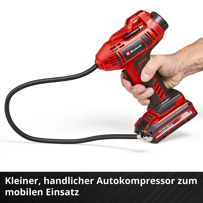 Einhell Power X-Change 18V Akku-Kompressor CE-CC 18 Li-Solo - 18 V, Ohne Akku, 11 bar - Kompakter Einhell Akku-Kompressor für unterwegs. Ideal zum Aufpumpen von Reifen und Bällen dank des praktischen Akkubetriebs.