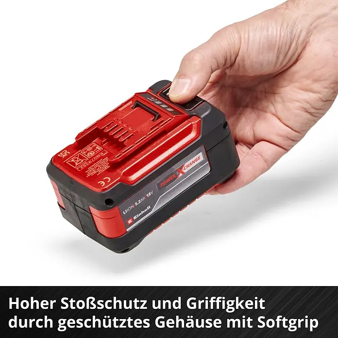 Einhell Power X-Change 18V Akku-Set PXC Plus Twinpack - 18 V, 5,2 Ah, 2 Akkus - Der Einhell 18V 5.2Ah Power X-Change Akku bietet hohen Stoßschutz und Griffigkeit durch sein geschütztes Gehäuse mit Softgrip.