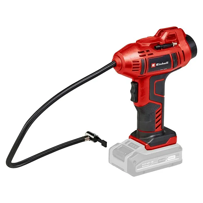 Einhell Power X-Change 18V Akku-Kompressor CE-CC 18 Li-Solo - 18 V, Ohne Akku, 11 bar - Ein Akku-Luftkompressor von Einhell, ideal für schnelles Aufpumpen von Reifen und Bällen. Kompakt, kabellos und leicht zu bedienen.