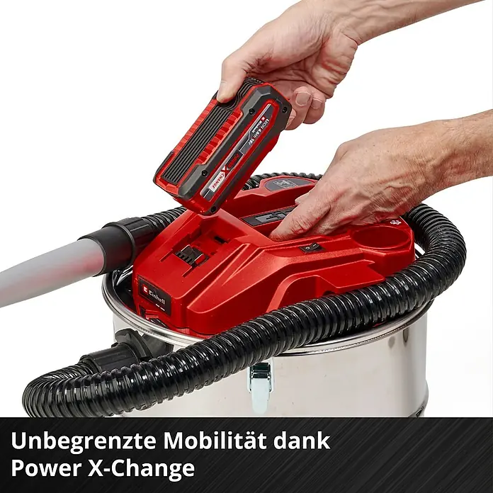Einhell Power X-Change 18V Akku-Aschesauger TE-AV 18/15 LI-C Solo - 18 V, Li-Ionen, Ohne Akku - Der Einhell Akku-Nass-Trockensauger mit Power X-Change Akku für maximale Flexibilität im Haus und der Werkstatt.