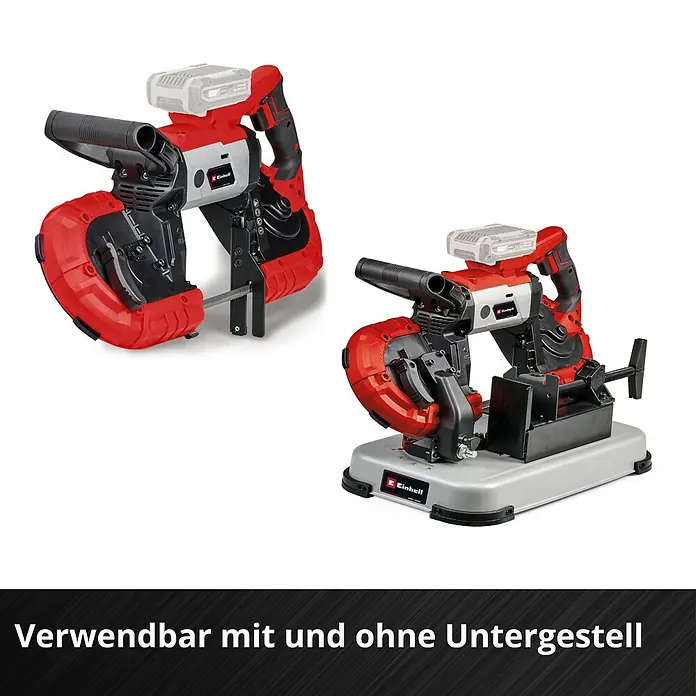 Einhell Power X-Change 18V Akku-Bandsäge TE-MB 18/127 Li-Solo - 18 V, Ohne Akku - Akku-Metallbandsäge, verwendbar mit und ohne Untergestell. Ideal für Baustellen, Werkstätten und Garagen für präzise Schnitte.
