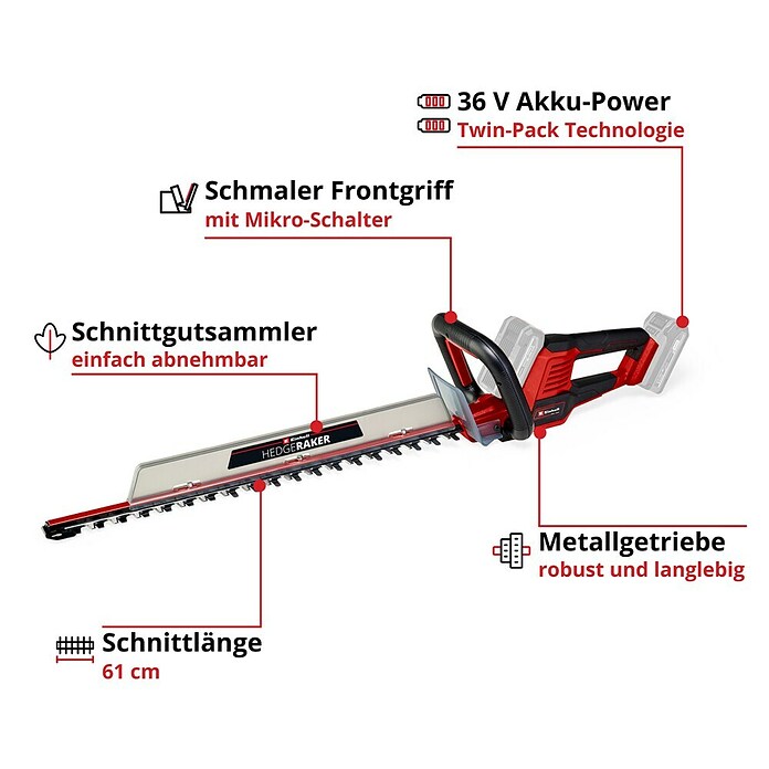 Einhell Power X-Change 18V Akumulatorske škarje za živo mejo GE-CH 36/61  (18 V, Li-ion, Brez baterije, Dolžina reza: 61 cm) | 7281 - Akkuheckenscheren  Marke | IAED - Heckenscheren | IAE - Gartenmotorgeräte | IA - Gartenhartware | I - Stadtgarten | BAUHAUS