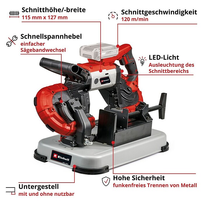Einhell Power X-Change 18V Akku-Bandsäge TE-MB 18/127 Li-Solo (18 V, Ohne Akku) | BAUHAUS