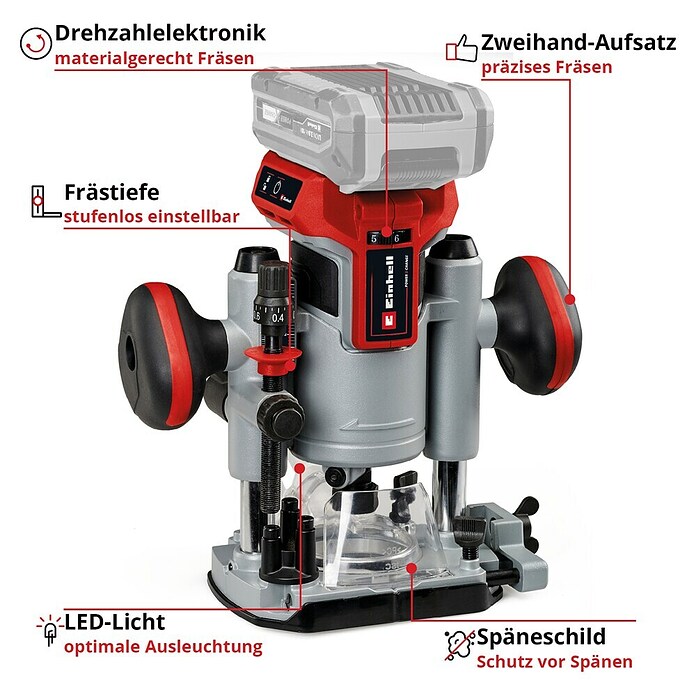 Einhell Professional Power X-Change 18V Akku-Kombifräse TP-RO 18 Set Li BL - Solo (18 V, Ohne Akku) | BAUHAUS