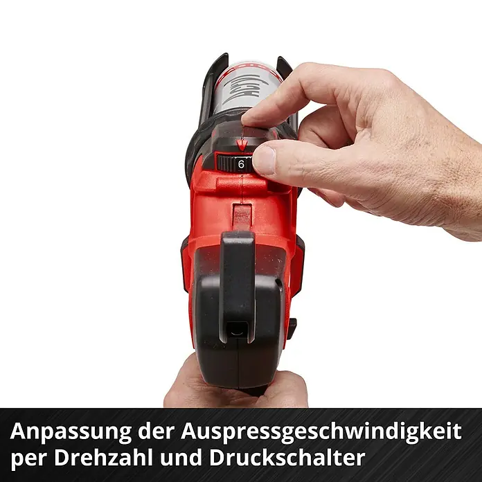 Einhell Power X-Change 18V Akku-Kartuschenpresse TE-SG 18/10 Li-Solo - 18 V, Ohne Akku - Einstellung der Auspressgeschwindigkeit per Drehzahl und Druckschalter.