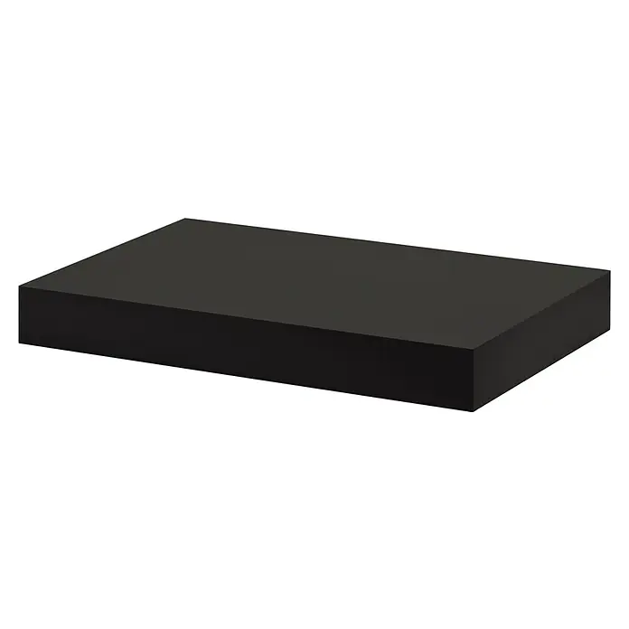 Dolle Wandboard Big Boy - L x B x H: 44,5 x 25 x 5 cm, Belastbarkeit: 30 kg - Eine schwarze, rechteckige Form auf einem dunklen Hintergrund, die sich ideal als Sockel oder Basis für andere Objekte eignet.