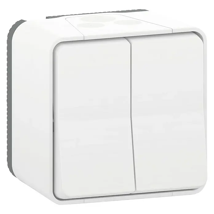 Schneider Electric Mureva Styl Conmutador doble - Blanco, Colocar, Plástico, 10 A - Interruptor doble blanco, perfecto para interiores modernos. El diseño es minimalista y funcional.