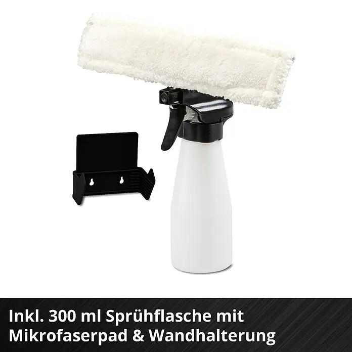 Einhell Power X-Change 18V Akku-Fenstersauger BRILLIANTO - 18 V, Ohne Akku, Behältervolumen: 0,1 l - Fensterreiniger-Set mit 300ml Sprühflasche, Mikrofaserpad und Wandhalterung für streifenfreie Sauberkeit.
