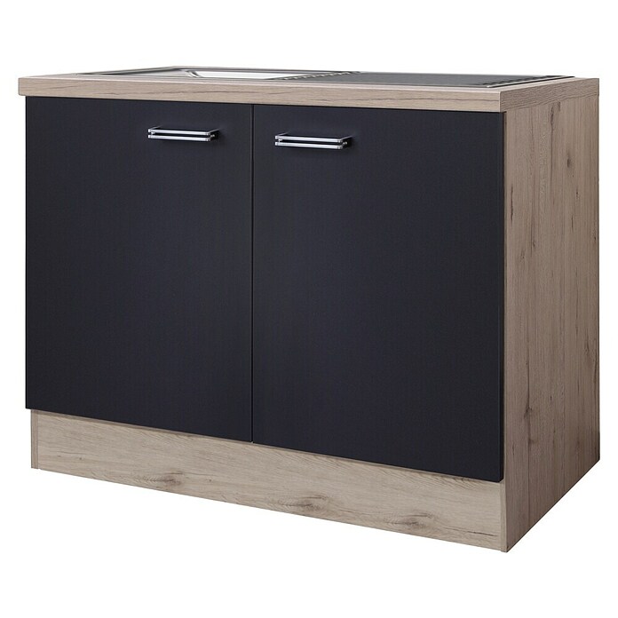 Flex-Well Turin Spülenunterschrank (60 x 100 x 86 cm, Anthrazit Miniperl) | BAUHAUS