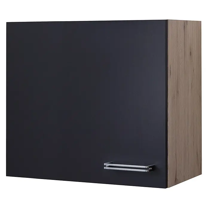 Flex-Well Turin Küchen-Hängeschrank - 32 x 60 x 54,8 cm, Anthrazit Miniperl - Schrank mit dunkler Tür und Holzseitenwand, inklusive silberfarbenem Griff. Die perfekte Ergänzung für jede moderne Einrichtung.