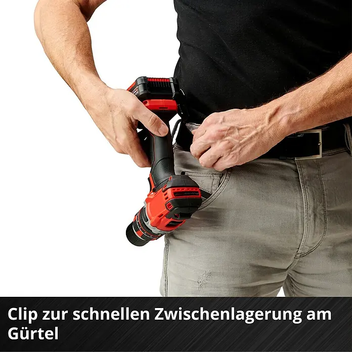 Einhell Professional Power X-Change 18V Akku-Schlagbohrschrauber TP-CD 18/50 Li-i BL Solo - 18 V, Ohne Akku, 50 Nm - Clip zur schnellen Zwischenlagerung am Gürtel.