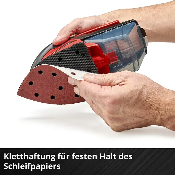 Einhell Power X-Change 18V Akku-Deltaschleifer TE-OS 18/150 Li Solo - 18 V, Ohne Akku, 24.000 U/min - Kletthaftung für festen Halt des Schleifpapiers.