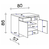 Flex-Well Rom  Küchen-Unterschrank (B x T x H: 80 x 60 x 86 cm, Weiß, Anzahl Schubladen: 2 Stk., Anzahl Türen: 2 Stk.) | BAUHAUS