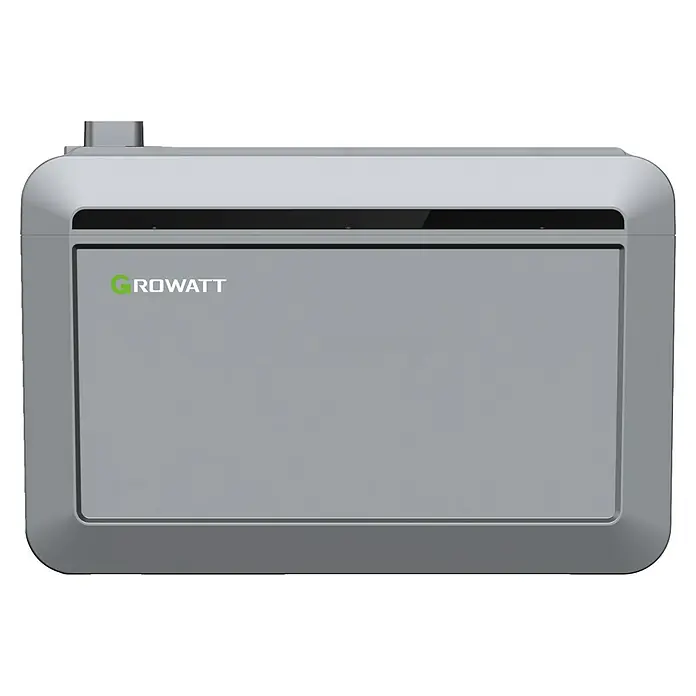 Growatt Batteriespeicher NEXA Erweiterungsmodul - 0% MwSt. gem. § 12 Abs. 3 UStG - Nennleistung: 2.000 W - Abbildung eines Growatt Wechselrichters. Der Wechselrichter ist grau und hat ein schlichtes Design für Solaranlagen.