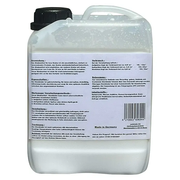 Kiesbinder 10 Liter – Bindemittel Für Kieselsteine & Schotter, Festigt Ohne Zu Versiegeln, Für Gartenwege, Beete & Terrassen