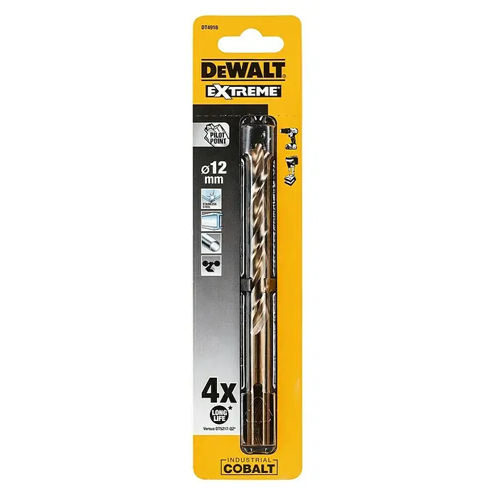 DeWalt Broca para metal DT4914-QZ - 1 ud., Diámetro de la broca: 10 mm - Un paquete de brocas Dewalt Extreme Ø12 mm, ideal para perforaciones precisas en diversos materiales.