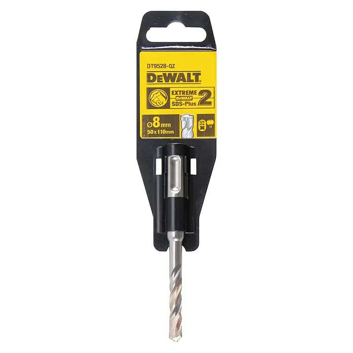 DeWalt Broca para hormigón y mampostería DT9528-QZ - 1 ud., Diámetro de la broca: 8 mm - En la imagen se muestra una broca DeWalt DT9528-QZ de 8 mm EXTREME 2 SDS-Plus, ideal para taladrar con precisión materiales duros.