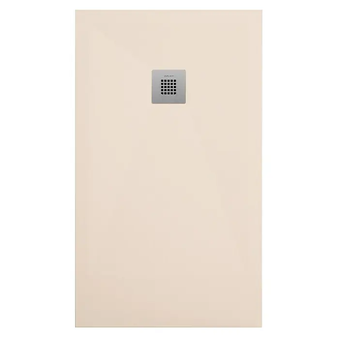 Duplach Plato de ducha Plus - L x An: 80 x 80 cm, Material compuesto, Crema - El plato de ducha con desagüe cuadrado de diseño moderno, ideal para cualquier baño.