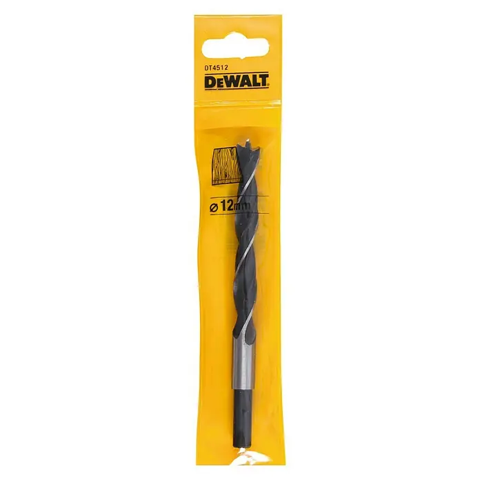 DeWalt Broca para madera DT4512-QZ - 1 ud., Diámetro de la broca: 12 mm - Una broca plana para madera DeWalt DT4512 empaquetada, con un diámetro de 12mm, ideal para trabajos de carpintería precisos.