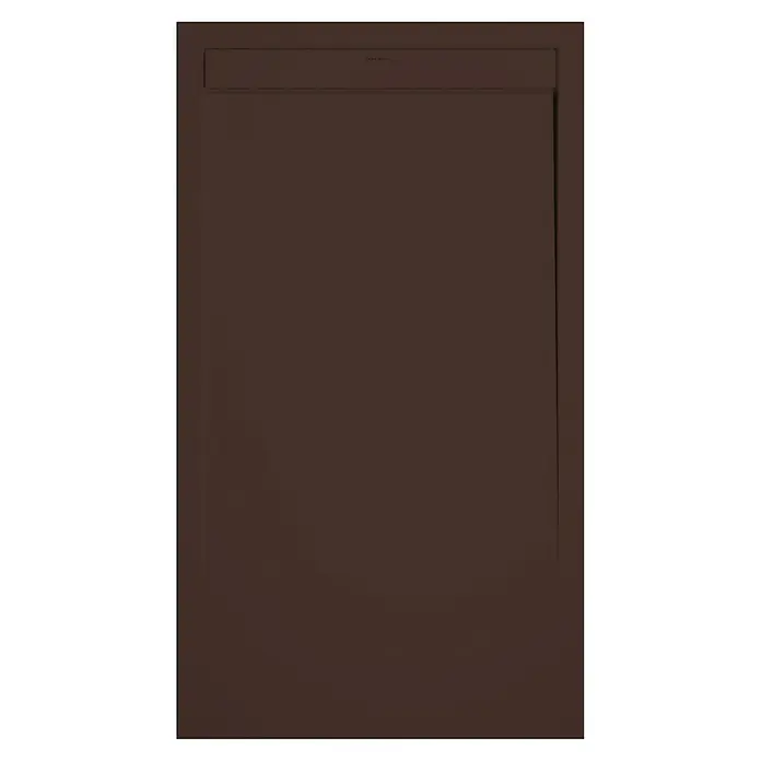 Duplach Plato de ducha Smart - L x An: 110 x 90 cm, Material compuesto, Chocolate - Aquí hay un plato de ducha marrón con un desagüe lineal minimalista, que combina funcionalidad y diseño moderno en su baño.