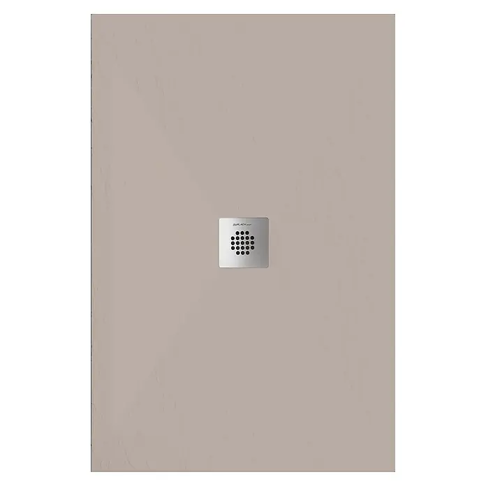 Duplach Plato de ducha Sorty - L x An: 160 x 80 cm, Material compuesto, Arena - Plato de ducha a ras de suelo en tono neutro, con rejilla de desagüe cuadrada para un diseño de baño moderno.