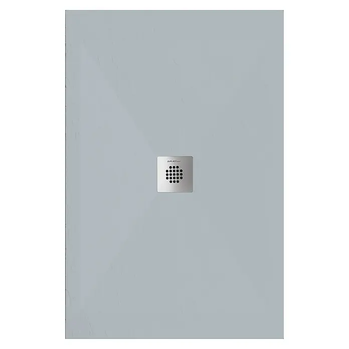 Duplach Plato de ducha Sorty - L x An: 110 x 70 cm, Material compuesto, Gris - Plato de ducha gris con desagüe cuadrado en el centro, ideal para diseños de baños modernos con un toque minimalista.