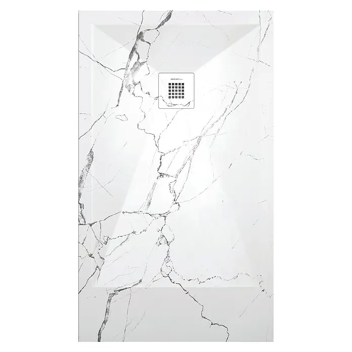 Duplach Plato de ducha 3D - L x An: 70 x 70 cm, Material compuesto, Mármol Blanco - Un plato de ducha con textura de mármol y desagüe cuadrado. Este moderno plato de ducha se adapta perfectamente a cualquier baño.