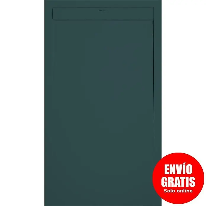 Duplach Plato de ducha Smart - L x An: 120 x 70 cm, Material compuesto, Antracita - Plato de ducha rectangular verde oscuro con desagüe integrado.