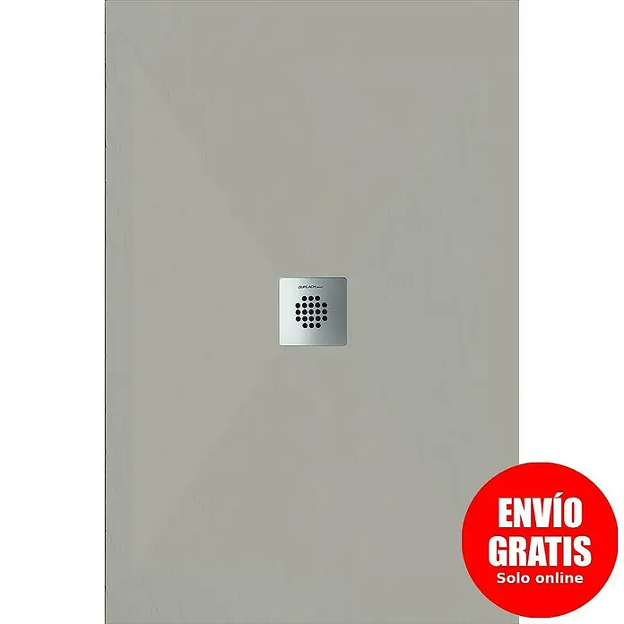 Duplach Plato de ducha Sorty - L x An: 100 x 80 cm, Material compuesto, Arena - Aquí tienes un elegante plato de ducha rectangular con un desagüe cuadrado en el centro, ideal para baños modernos.
