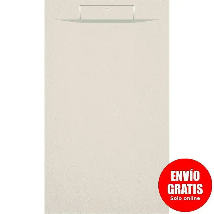 Duplach Plato de ducha Zeus - L x An: 160 x 70 cm, Material compuesto, Crema - Plato de ducha de piedra beige con zona de desagüe rectangular y adhesivo redondo de "Envío gratis".