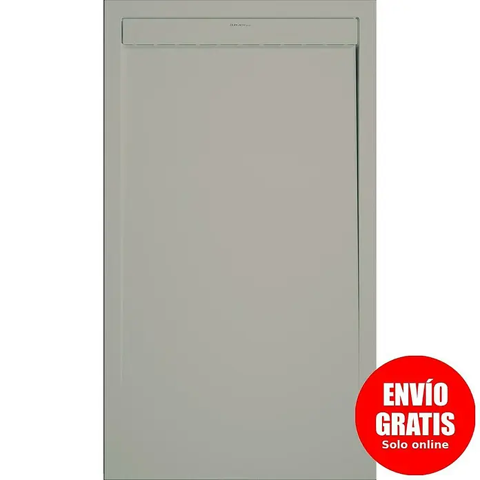 Duplach Plato de ducha Smart - L x An: 120 x 70 cm, Material compuesto, Arena - Plato de ducha rectangular gris con tapa de desagüe lineal, con la marca 'DUPLACH'.