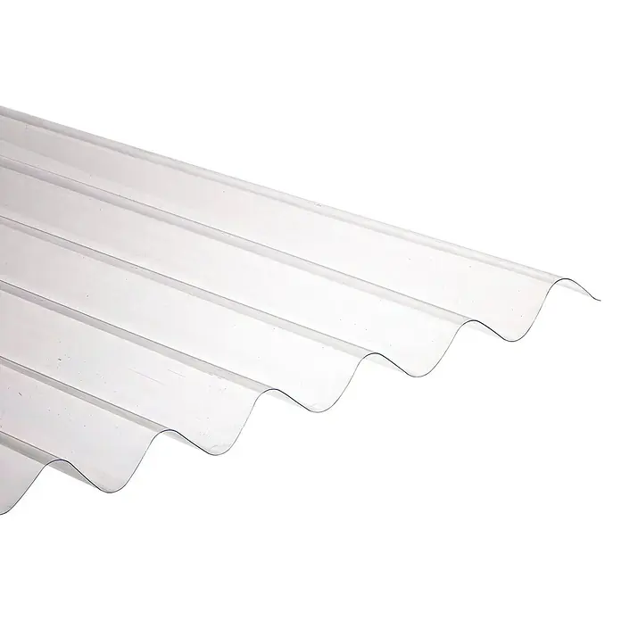 Lámina corrugada Mini onda - 250 cm x 112 cm x 0,8 mm, Plástico, Transparente, 0,8 mm - Lámina de plástico ondulada transparente, perfecta para cubiertas de patios y otras aplicaciones donde se desea transmisión de luz.
