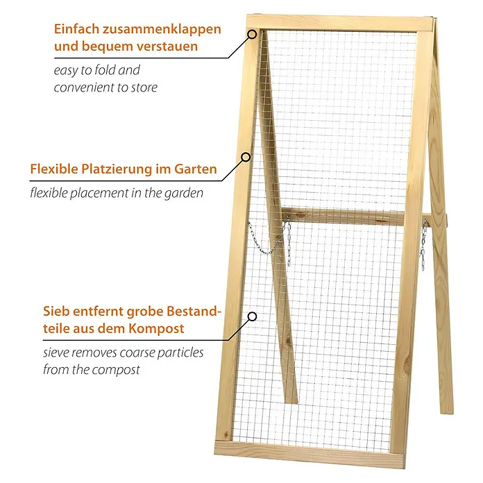 Dobar Durchwurfsieb - 53 x 110 x 85 cm, Holz - Holz-Gartenzaun mit Maschendraht als Rankhilfe für Kletterpflanzen, ideal für den Außenbereich.