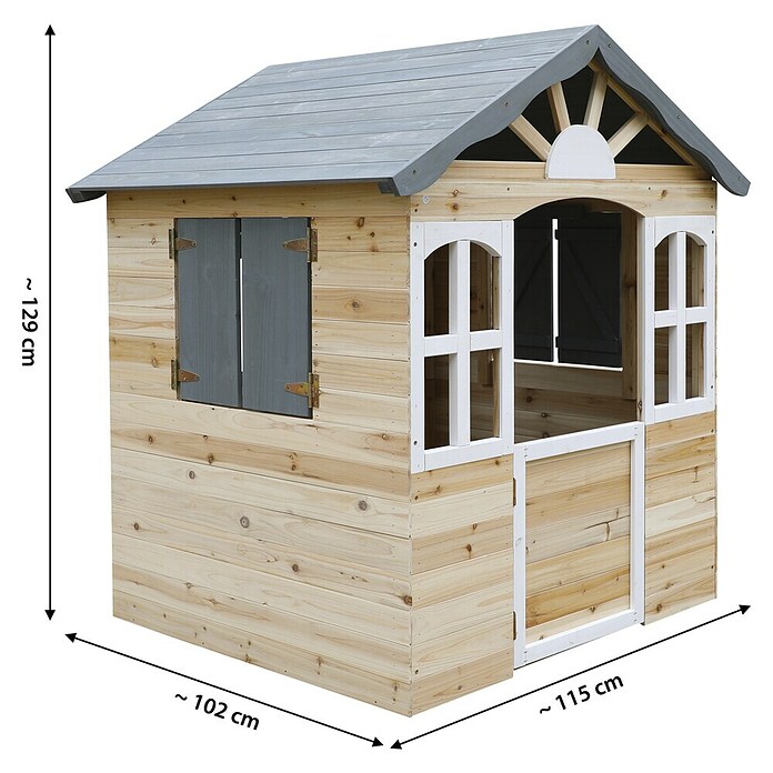 Dobar Spielhaus (L x B x H: 115 x 102 x 129 cm, Holz, Naturbelassen/Anthrazit) | BAUHAUS