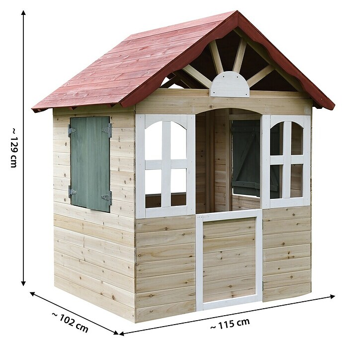 Dobar Spielhaus (L x B x H: 115 x 102 x 129 cm, Holz, Naturbelassen/Rot) | BAUHAUS