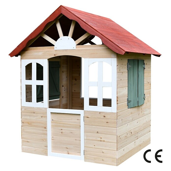 Dobar Spielhaus (L x B x H: 115 x 102 x 129 cm, Holz, Naturbelassen/Rot) | BAUHAUS