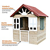 Dobar Spielhaus (L x B x H: 115 x 102 x 129 cm, Holz, Naturbelassen/Rot) | BAUHAUS