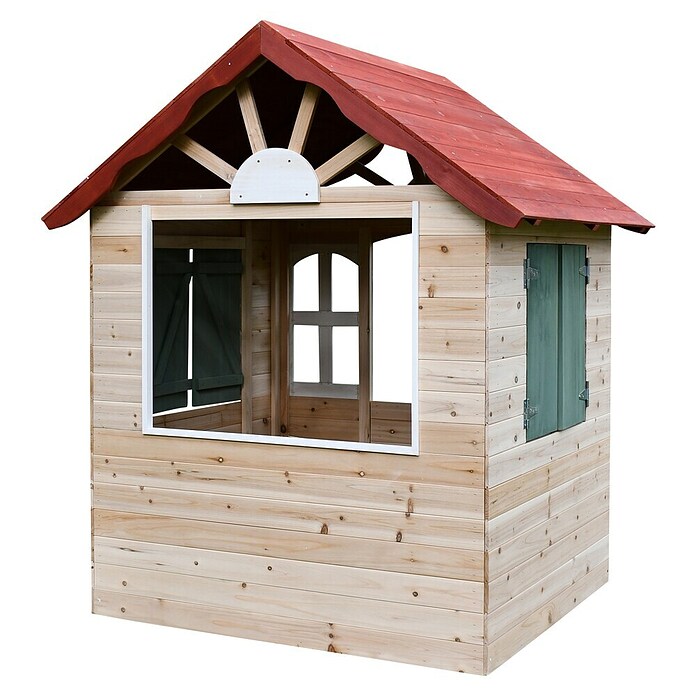Dobar Spielhaus (L x B x H: 115 x 102 x 129 cm, Holz, Naturbelassen/Rot) | BAUHAUS
