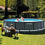 Intex Set bazen s priborom Frame Pool (Ø x V: 488 x 122 cm, 19.156 l, Tamnosivo)