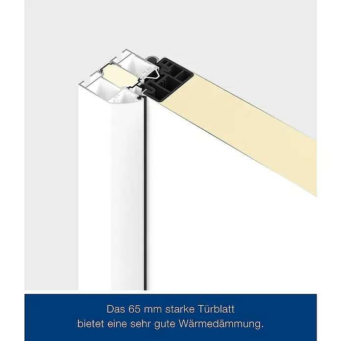 Hörmann EcoStar Haustür THP 610S A3 - 110 x 210 cm, DIN Anschlag: Rechts, Anthrazitgrau - Querschnitt einer 65 mm Türblattkonstruktion, die eine hervorragende Wärmedämmung bietet.