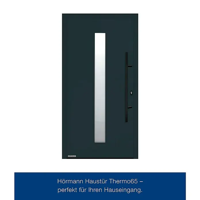 Hörmann EcoStar Haustür THP 610S A3 - 110 x 210 cm, DIN Anschlag: Rechts, Anthrazitgrau - Elegante Haustür Thermo65 mit schmalem Glaseinsatz und einem langen, geraden Griff.