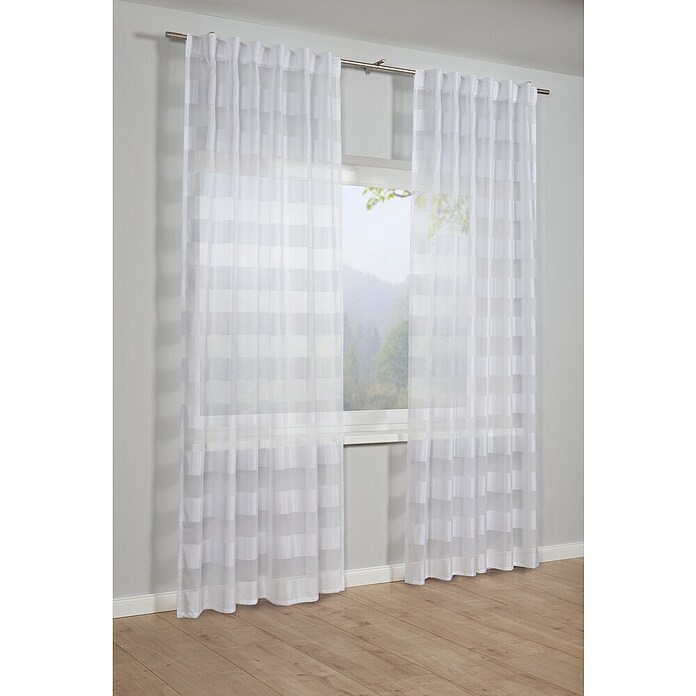 Schlaufenschal Streifen (Weiß, Polyester) | BAUHAUS