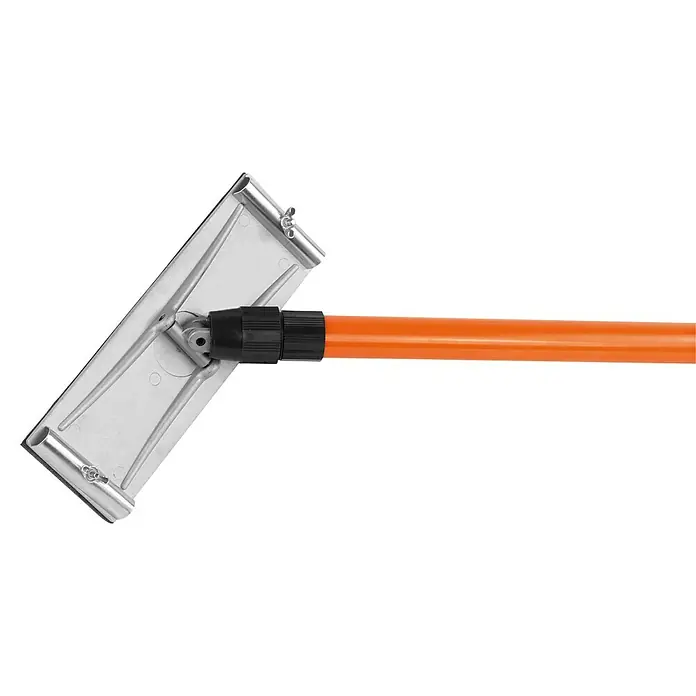 Mondelin Schleifbrett mit Alu-Stiel - Aluminium - Grauer Handschleifer mit orangefarbenem Griff zum Schleifen von Wänden und Oberflächen.