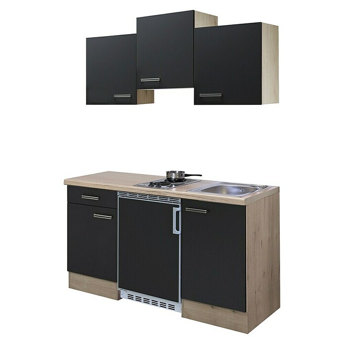 Flex-Well Turin Singleküche (Breite: 150 cm, Anthrazit, Mit Elektrogeräten) | BAUHAUS