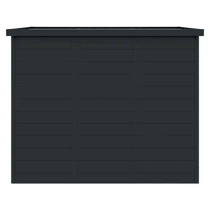 Hoggar Caseta de jardín Nova - Medidas ext. (An x Pr): 238 x 192 cm, Plástico, Antracita - Una puerta de garaje antracita con detalles de paneles horizontales y un diseño minimalista, ideal para estilos arquitectónicos modernos.